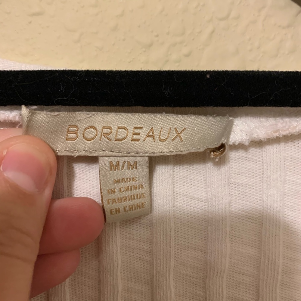 •Anthropologie• Bordeaux White Zipper shirt Sz M! - Picture 10 of 12